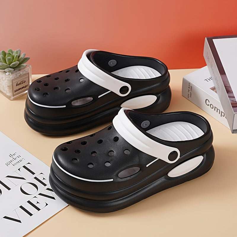 Cute new summer style hollow shoes for girls with dual-color thick-soled anti-slip EVA sandals for home, leisure, and outdoor beach, including parent-child style