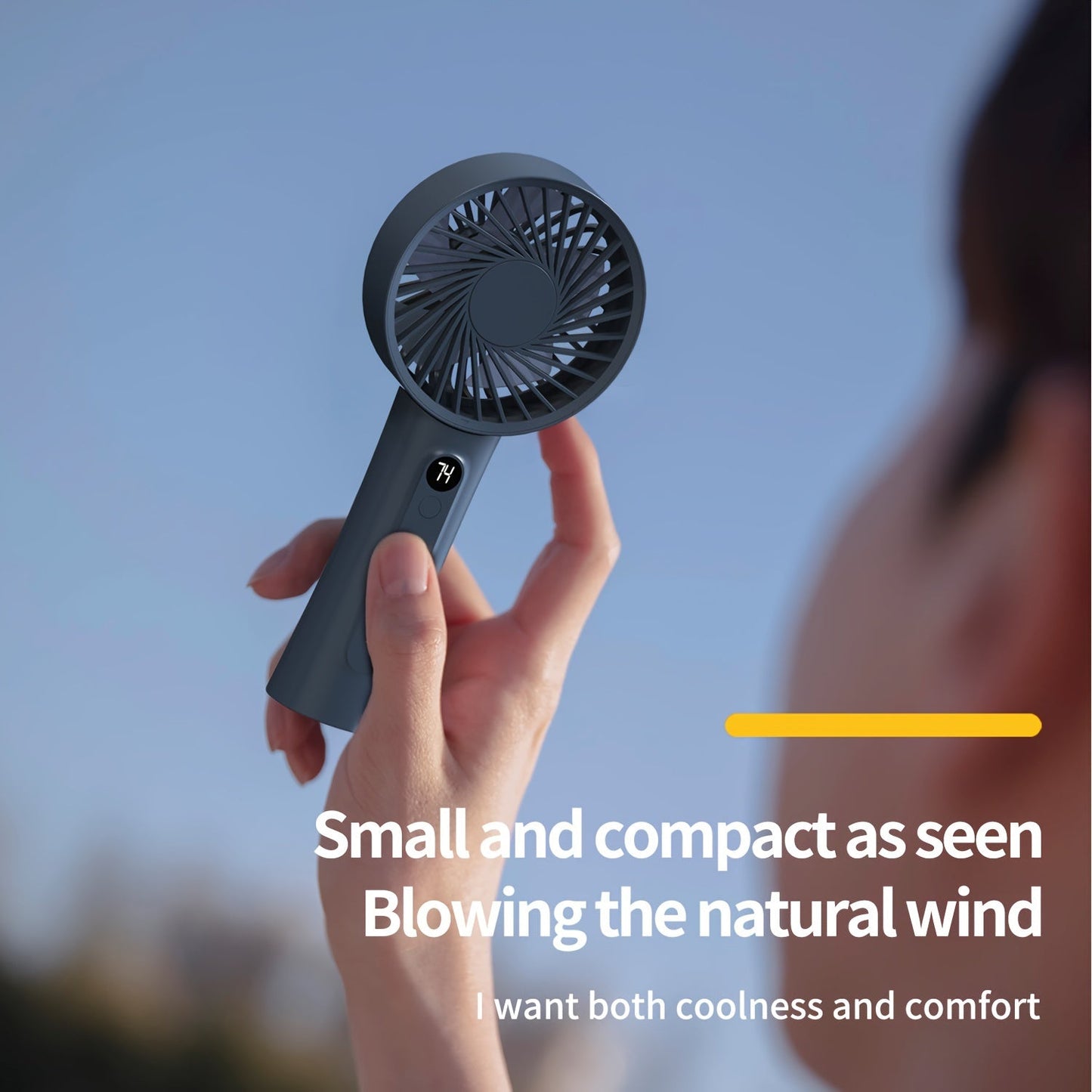 USB Rechargeable Portable Mini Fan with Smart Digital Display - Designed for Desk, Bedside, and Outdoor Use, Long-Lasting Battery, Strong Wind, Quiet Operation, Dual Stand/Handheld Design