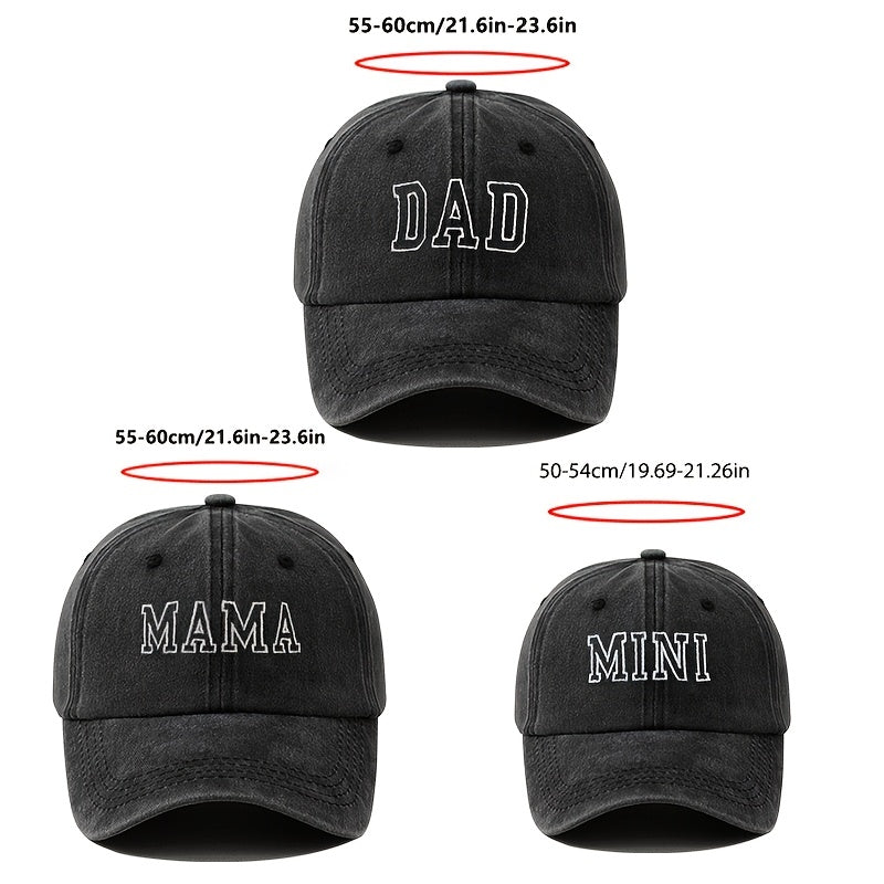 3-pack family set of polyester baseball caps with embroidered slogans, stretch fit, snap closure, lightweight, breathable, all-season wear. Features Ramadan theme and flags pattern for