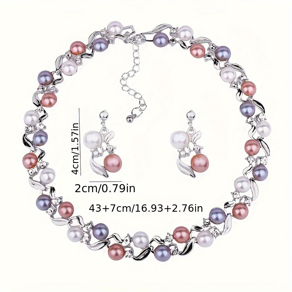 Bridal Accessories: Set of 3 Stylish and Artistic Pearl Necklace and Earring Designs in Vibrant Colors.