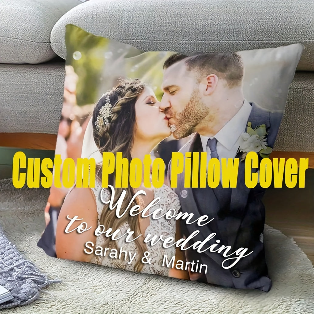 Get your hands on this custom photo pillowcase measuring 45.72x45.72cm made of soft polyester material. With a single-sided print, it is perfect for adding a personal touch to your home decor or as a thoughtful gift for Valentine's Day, Christmas, or