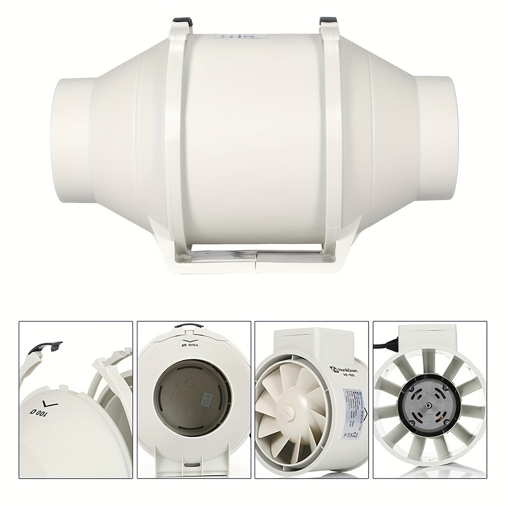 High-Speed 10.16cm Inline Duct Fan with Mixed Flow - Quiet, powerful ventilation for heating & cooling, perfect for grow tents & hydroponics, easy installation, 220V.