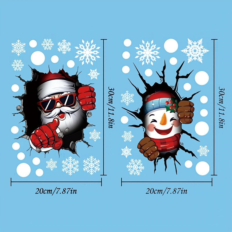 Set of 44 Christmas Window Clings featuring Festive Santa and Snowman Designs – Static Decals for Glass, Non-Adhesive Holiday Decor, Perfect for Christmas and New Year, Plastic Seasonal Décor