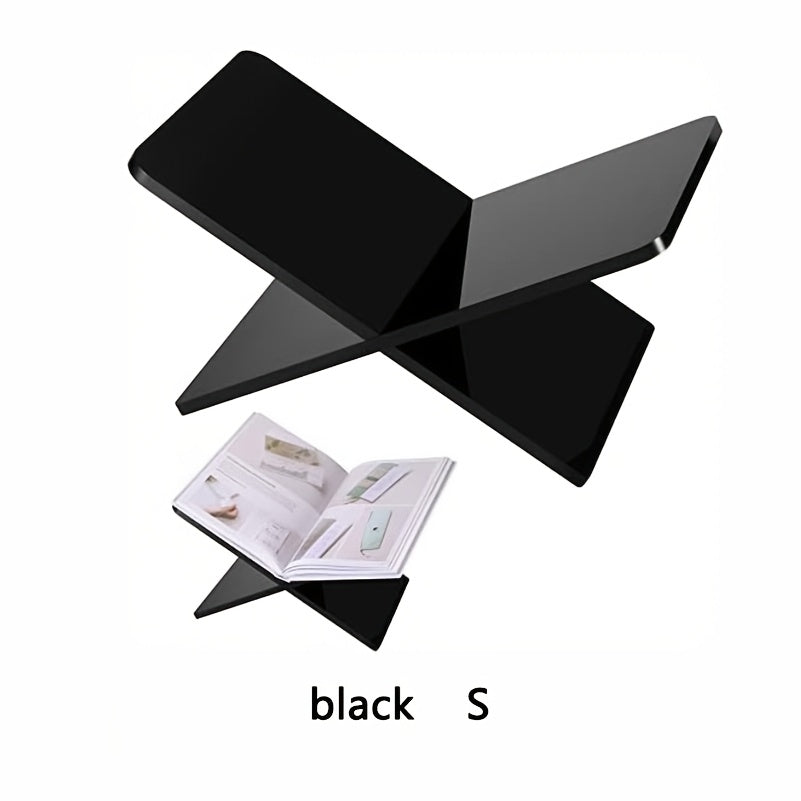 X-Shaped 1pc Transparent Acrylic Reading Stand - Freestanding Holder for Books & Magazines | Stylish, Sturdy Display Tray for Textbooks, Coffee Table Decor & More | Simple Assembly