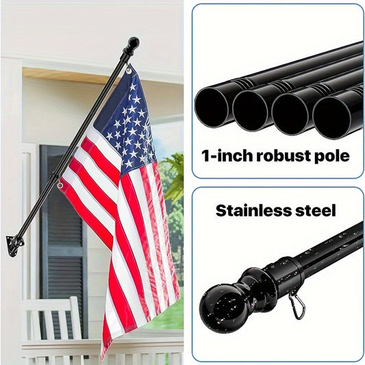 182.88cm stainless steel flag pole with rotating rings for 91.44x152.4cm flag, includes base for residential use.