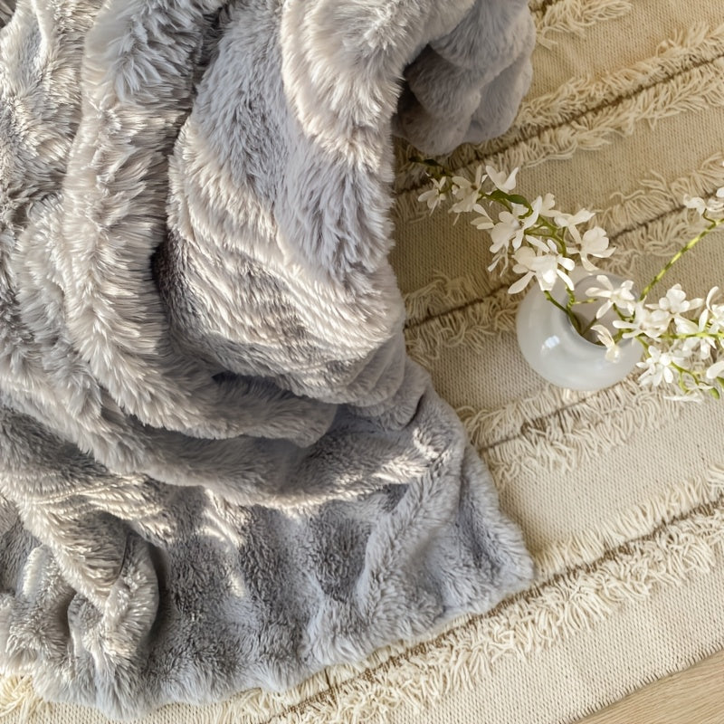 Luxuriously Soft Faux Rabbit Fur Blanket - Available in Solid Colors, Cozy Throw for Couch, Office, Bed, Camping & Travel - Hypoallergenic, Easy to Clean, Rabbit Fleece Blanket, Faux Fur, Plush & Versatile