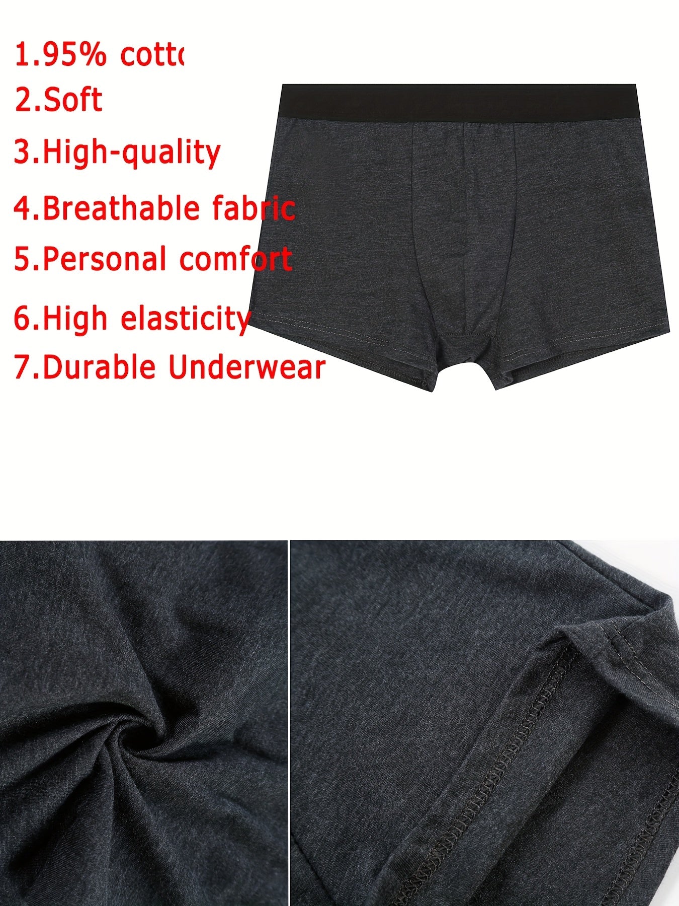 Six stylish and comfortable men's cotton boxer shorts.