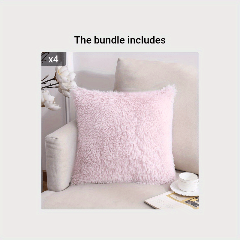 Luxurious 40.64x40.64 cm Fluffy Throw Pillow Cover with Zip Closure - Soft, Fuzzy Square Case for Sofa & Bedroom Decor, Hand Wash Only, Modern Home Decor. Pillow insert not included.