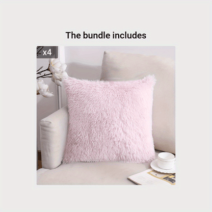 Luxurious 40.64x40.64 cm Fluffy Throw Pillow Cover with Zip Closure - Soft, Fuzzy Square Case for Sofa & Bedroom Decor, Hand Wash Only, Modern Home Decor. Pillow insert not included.