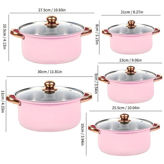 Durable Stainless Steel Soup Pot with Dual Handles and Transparent Glass Lid - Ideal for Outdoor Camping, Induction Cooktops, Perfect for Cooking Stews and Porridge, Thoughtful Christmas and Thanksgiving Present