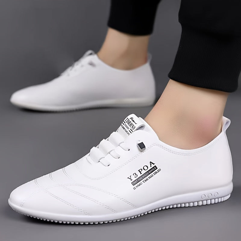 Low top slip-on sneakers with graphic PU upper, fabric insole & lining, and rubber sole for men's fashion.