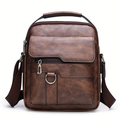 Men's Casual Shoulder Bag, Large Capacity Waterproof PU Crossbody Bag, Fashionable and Versatile.