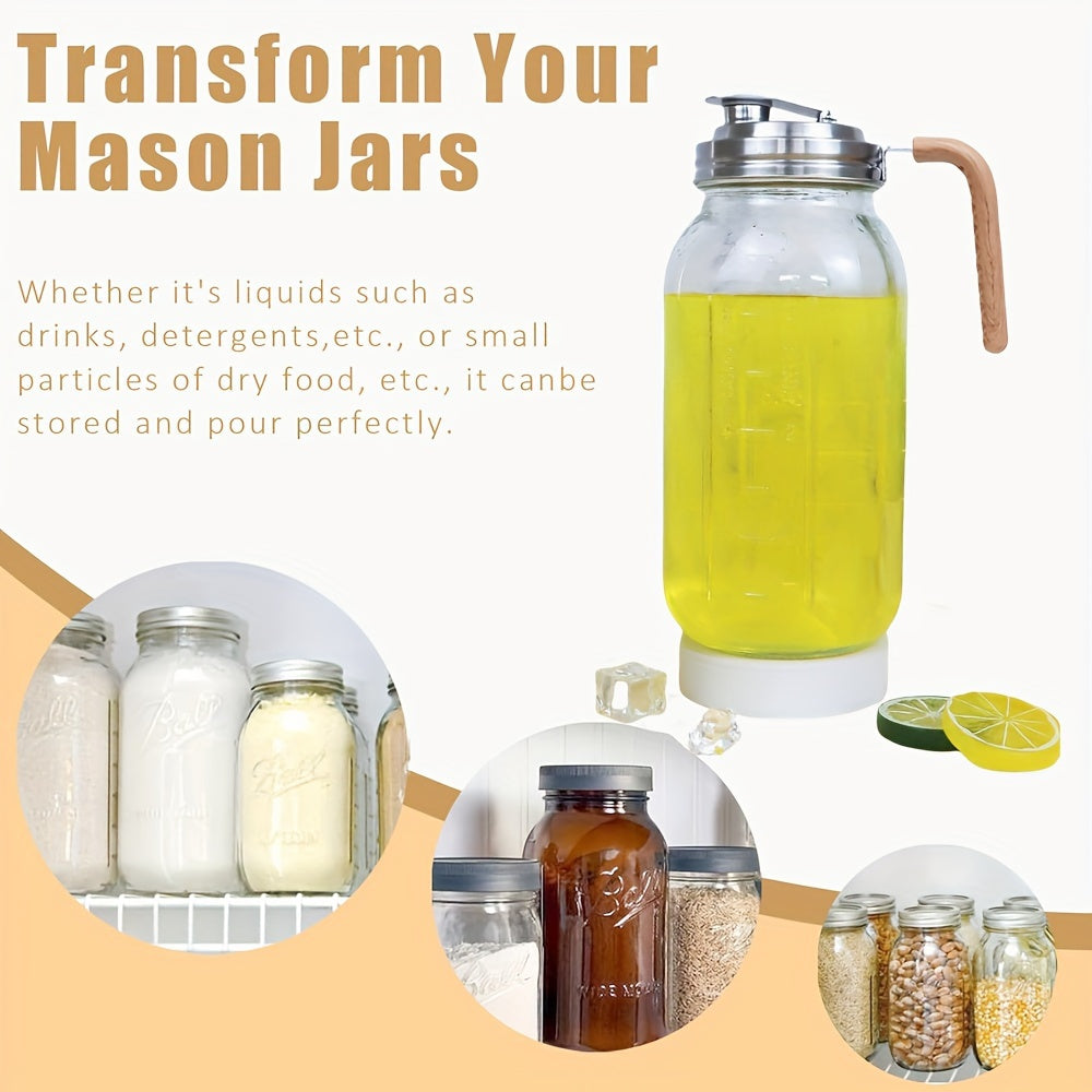 Mason jar lid made of durable stainless steel with a convenient handle, perfect for sealing and preserving food in the kitchen. Fits 86mm canning jars for easy storage.