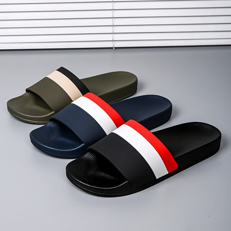 Gender-neutral Color Block Open Toe Slippers for Men and Women, featuring Soft, Durable Sole with Non-slip Comfort.