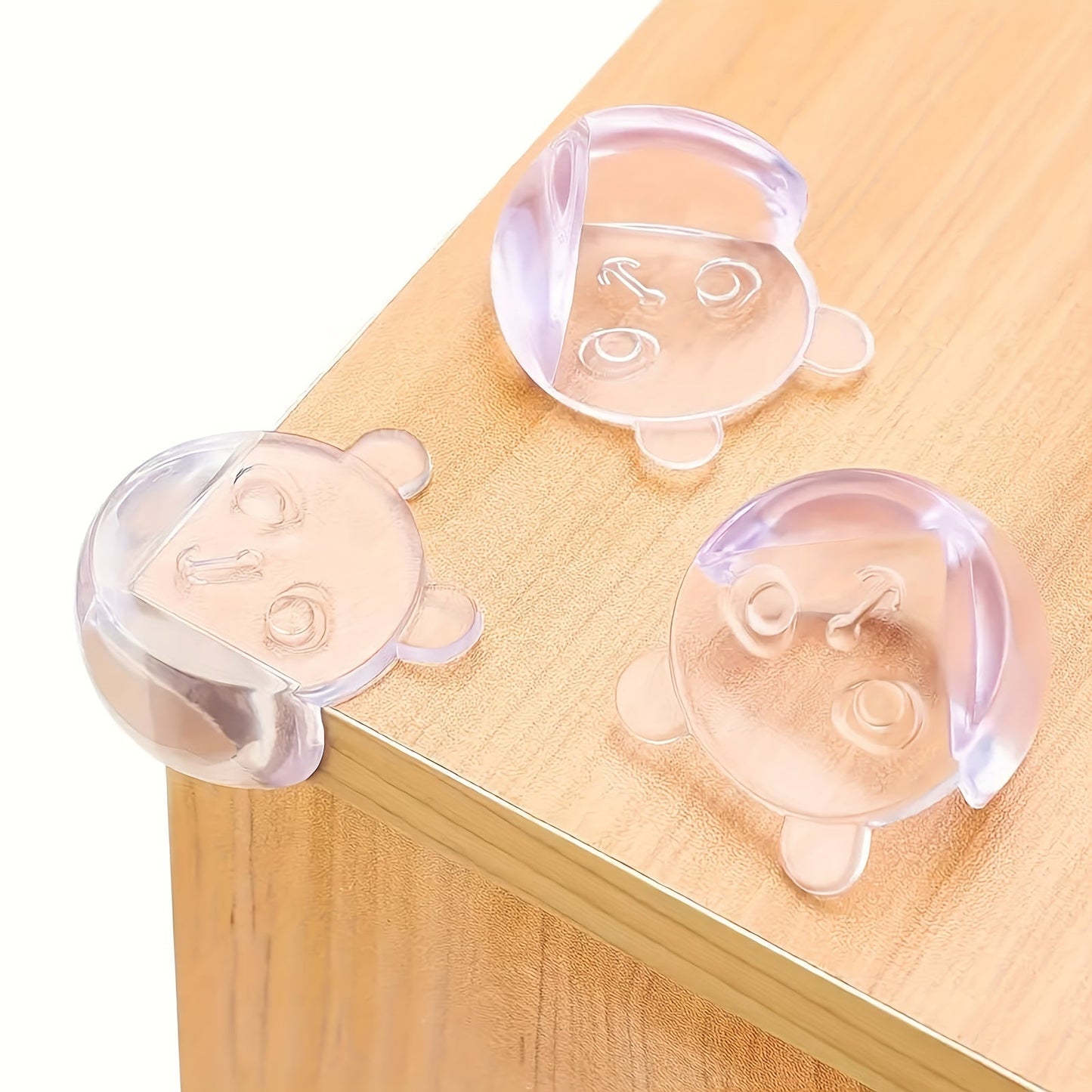 12 to 20 pieces of Anti-collision Corner Protectors featuring Safety Bear Head design, made with Thickened Transparent material to cover table corners.