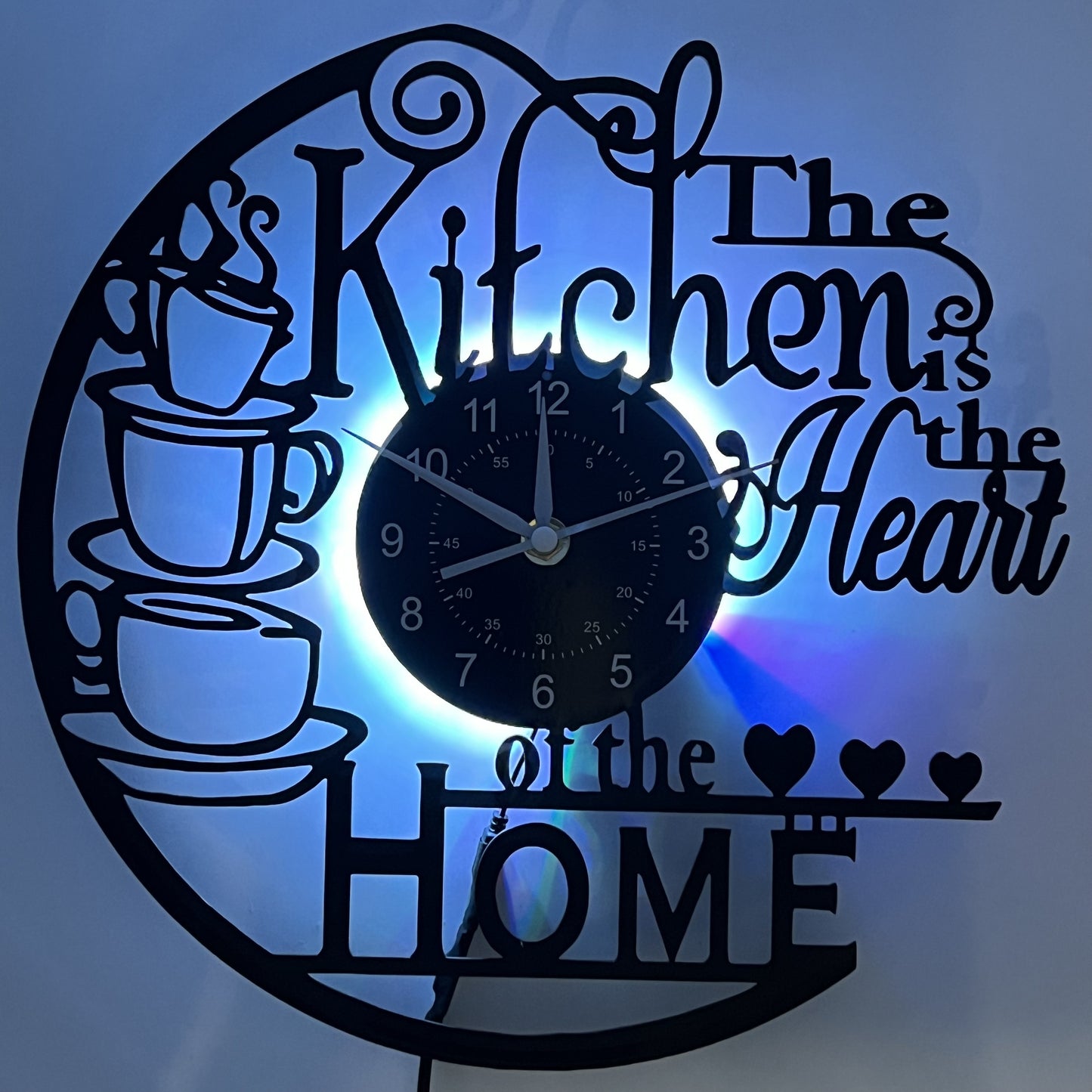 Vinyl Record Wall Clock in Black, Silent for Living Room, Bedroom, Kitchen, Office, Bar, Cafe, or Coffee Shop.