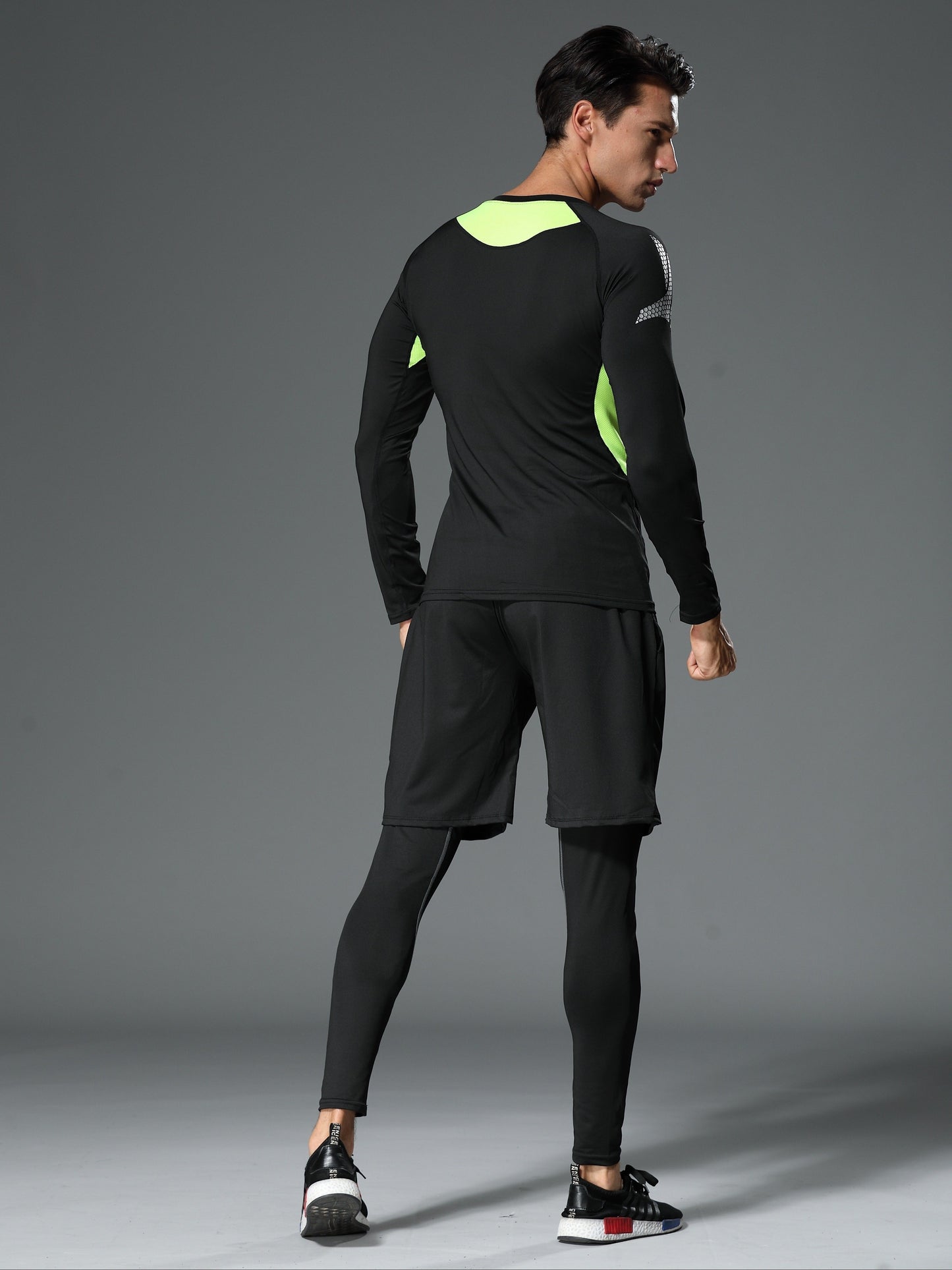 Men's 3-piece athletic set: quick-dry, stretchy running and gym gear for spring/fall workouts