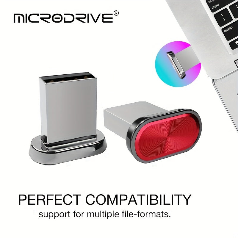 MICRODRIVE USB 2.0 Flash Drives - High-speed metal pen drive with portable button design. Available in multiple capacities: 8GB, 16GB, 32GB, 64GB, 128GB. Fully compatible with PC, laptop