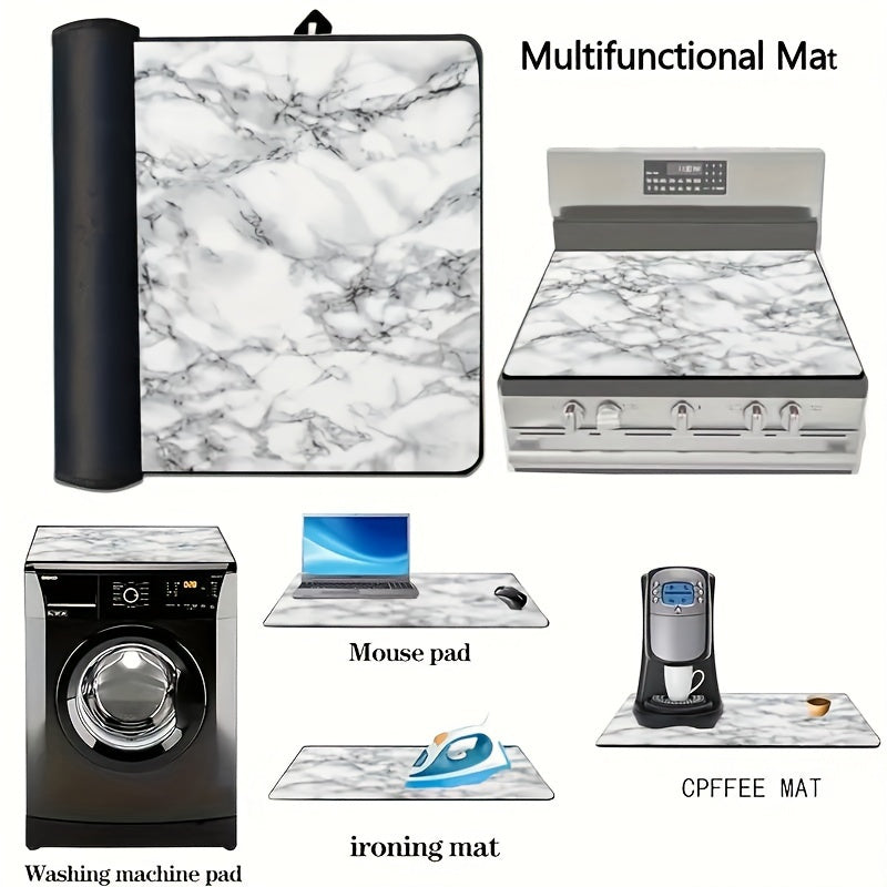 This Marble Pattern Stove Top Cover measures 72.39x52.07cm and is designed for Extra Large stoves. It is made from Anti-Slip, Scratch-Resistant material, making it suitable for Electric & Glass Stoves. This versatile Flat Top Oven Protector is ideal for