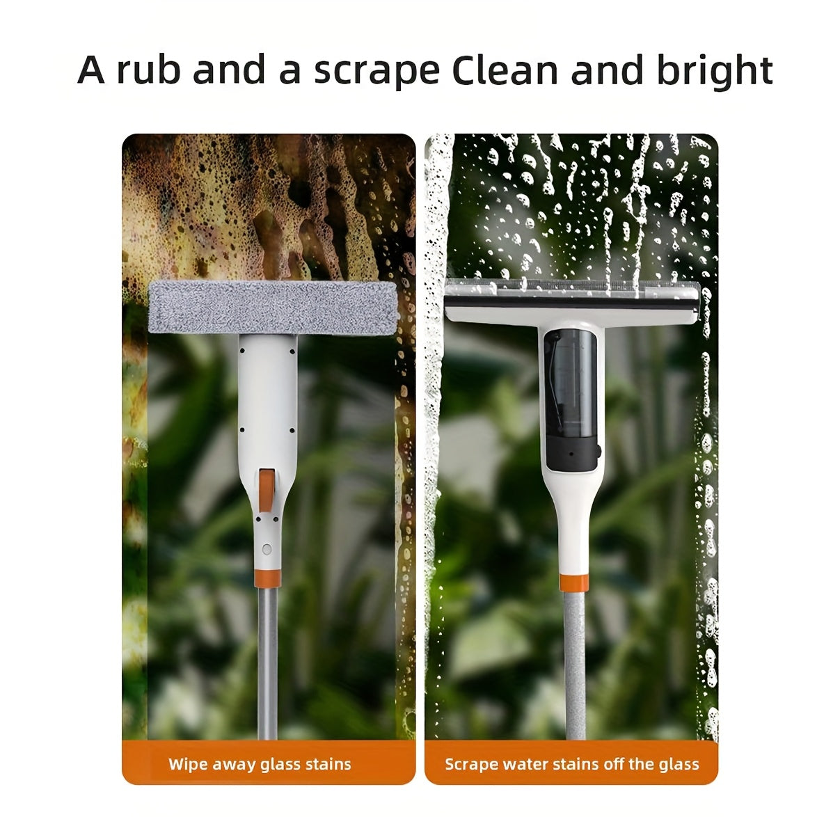 Multi-functional window spray mop with a silicone squeegee - a versatile home cleaning tool for floors and windows. Made of PVC, plastic, and iron; no electricity required. Perfect for use in the bathroom, toilet, kitchen, and walls. Features an