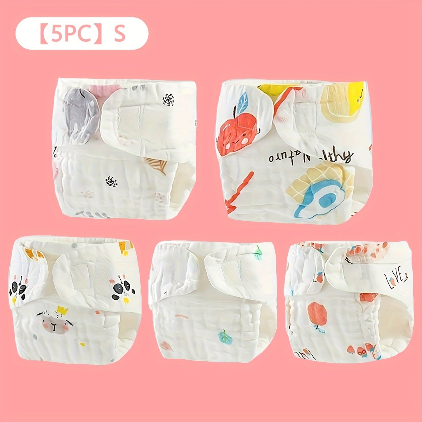 Set of 5 Breathable & Cozy Training Diapers - Washable, Printed Cloth Underwear for Kids Ages 0-6 - Ideal Gift for Christmas, Halloween, and New Year's