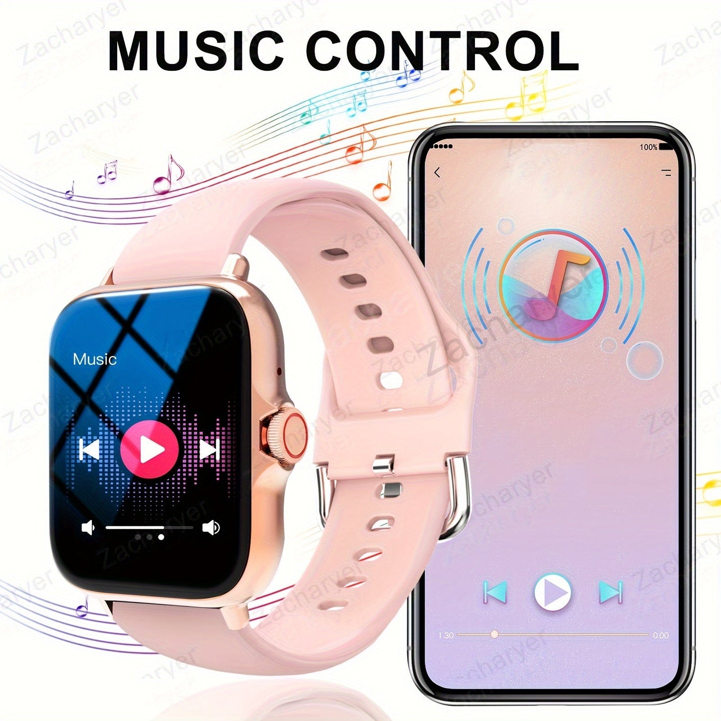 Zacharyer Smartwatch is a versatile and stylish smart sports watch with a full touch screen. It allows you to answer and make calls, receive message reminders, and customize your dial wallpaper. This watch is suitable for both men and women and is