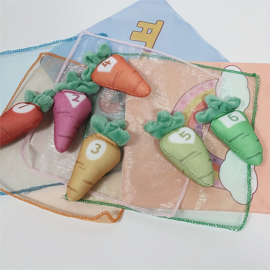 High Contrast USATDD 2-in-1 Youngsters Tissue Box and Radish Pulling Game - Crinkly Sensory Toy featuring Carrot Plush for Kids - Ideal Parent-Child Learning Activity and Gift