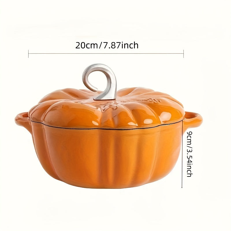 Durable Cast Iron Pot for Pumpkin Soup, with Non-Stick Coating, Suitable for Gas, Induction, and Electric Stoves - Easy to Clean in the Dishwasher