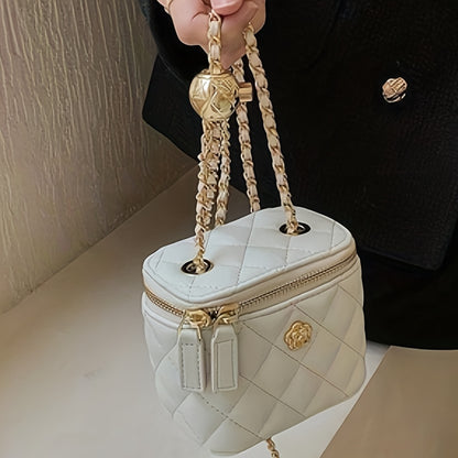 Winter mini shoulder crossbody bag purses for women featuring rhombic chain box design.