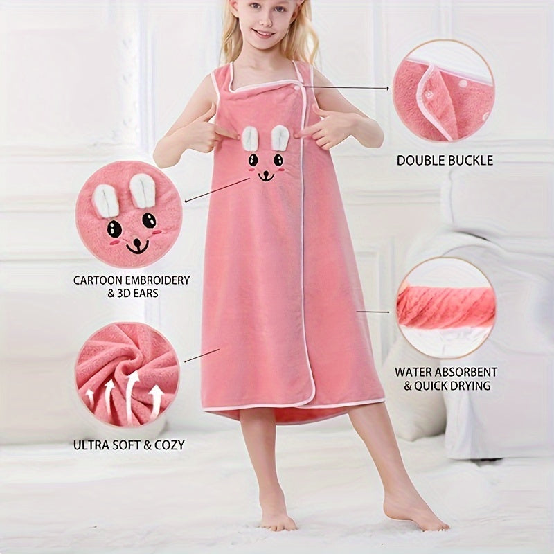 Bath Wrap Towel with Cute Rabbit Ears, Soft and Gentle on the Skin