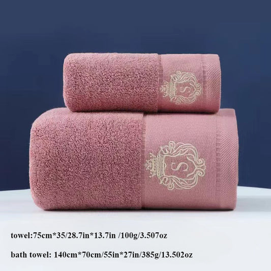 Luxurious cotton towels with crown embroidery, high-quality 380 GSM knit fabric.