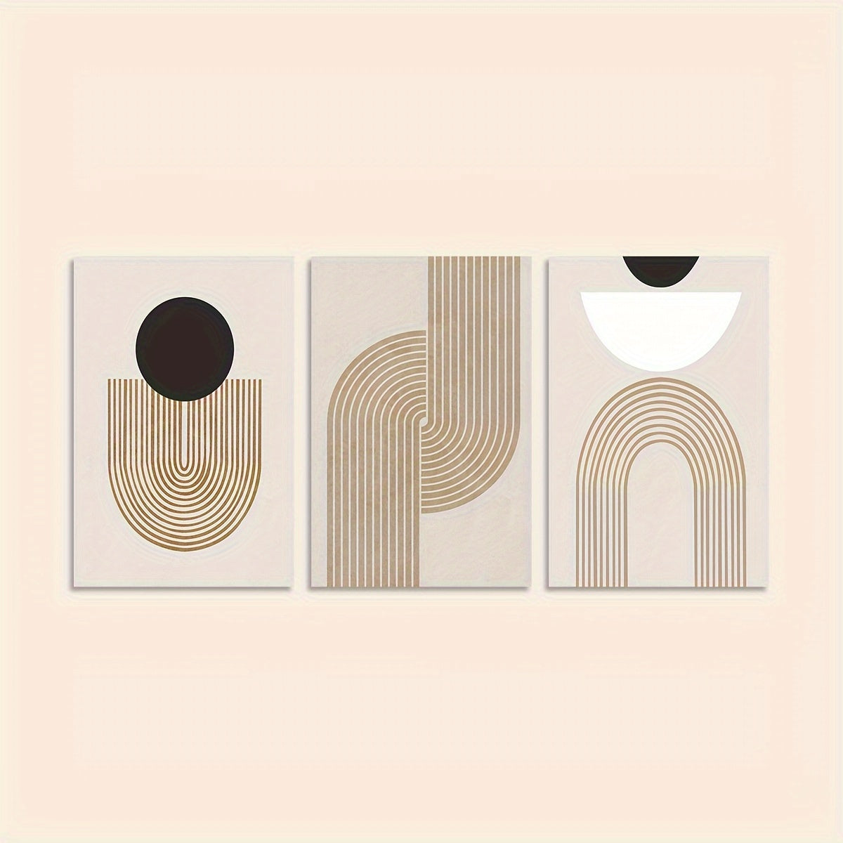 Unframed canvas poster featuring modern geometric block lines in brown, black, and white. Perfect gift for any room.