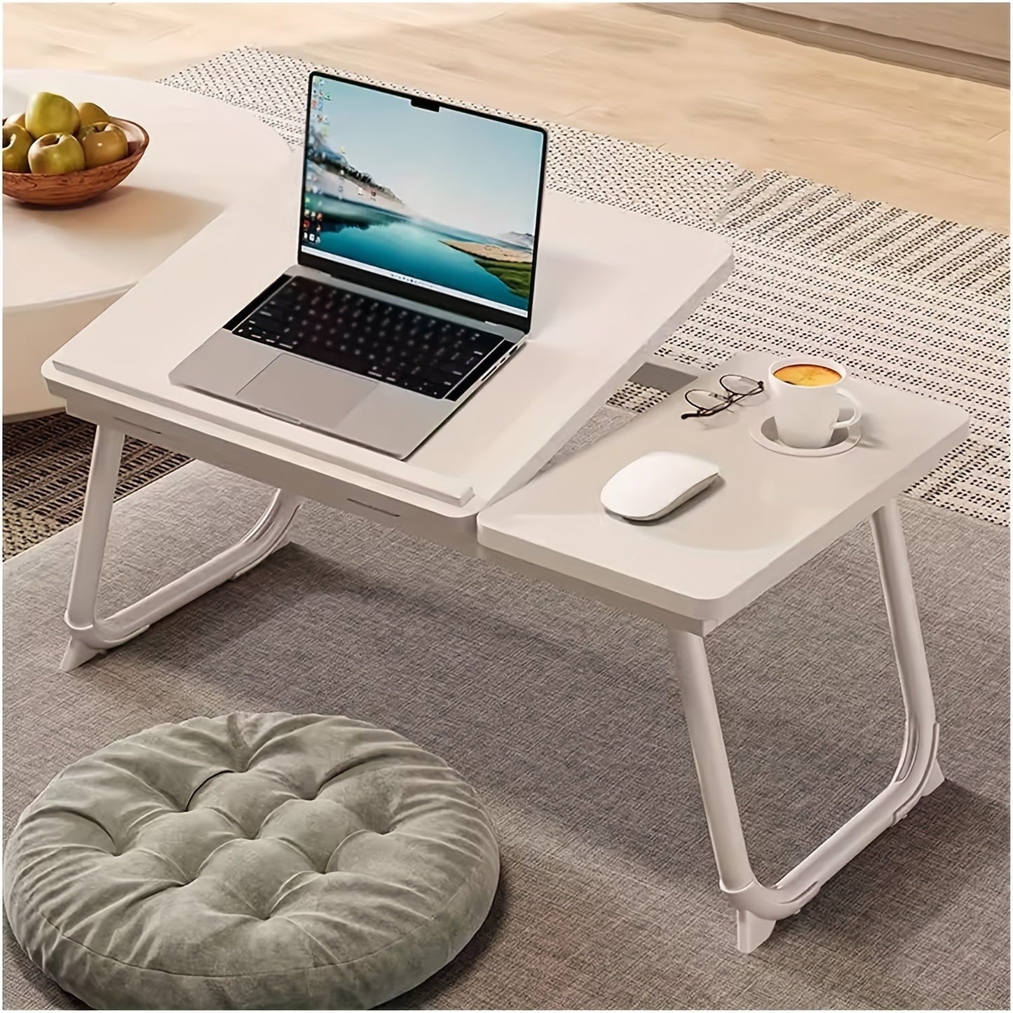 1 Laptop Bed/sofa Table with cup holder that can also be used as a Couch Table, Home Desk, Breakfast Tray, Movie in Bed stand, or Bed Table with folding legs. Great for use as a Laptop