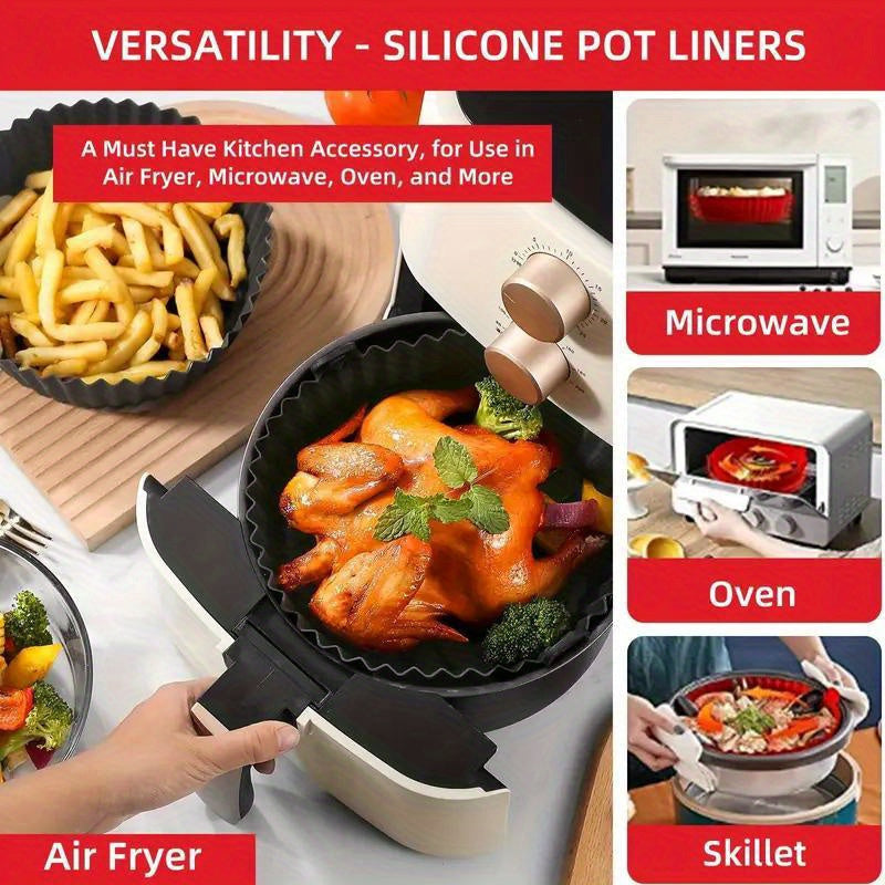 Healthier Cooking made easier with our Non-Stick, Flameless Reusable Silicone Air Fryer Liner