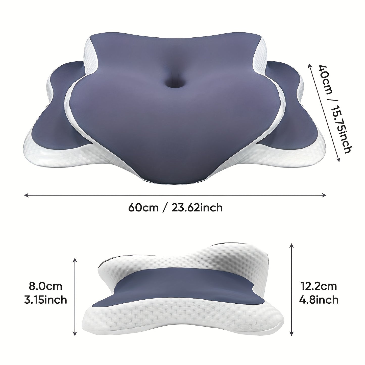 Ergonomic memory foam cervical pillow with cooling cover, perfect for back sleepers.