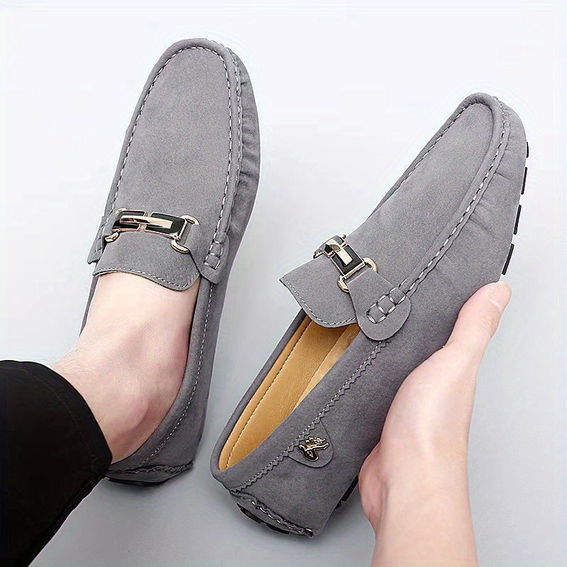 Men's metallic moccasin loafers - Comfy, non-slip slip-ons for spring and summer