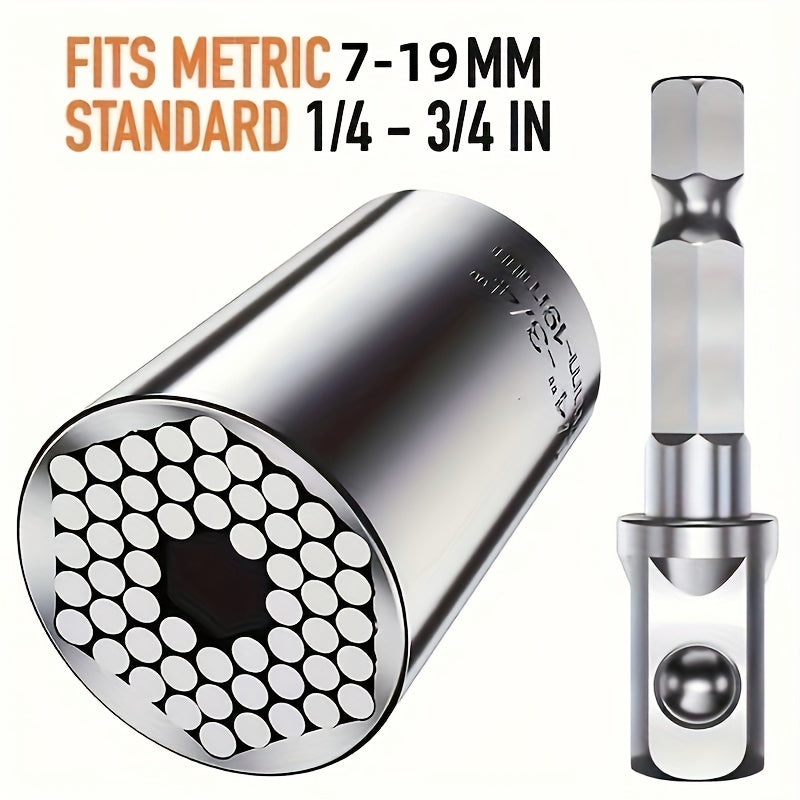 Multi-functional 7-19mm hexagonal universal torque wrench socket.