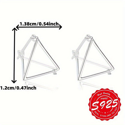 These unique women's earrings feature a hollow three-dimensional geometric triangle design crafted from S925 sterling silver. The neutral style makes them suitable for multiple occasions, and they are a must-have gift option. These creative and