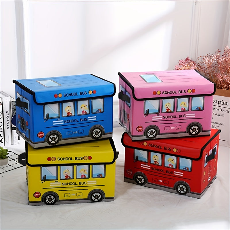 1pc Cartoon Car Storage Box that can be folded and used for office, dormitory, and home storage. It is waterproof and moisture-proof, suitable for storing students' tools, snacks, and