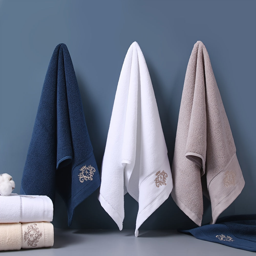 Crown Pattern Cotton Towel Set - Soft, Absorbent, Durable - Ideal for Family Use - Includes Hand and Bath Towels - 34.8x74.93cm and 70.1x139.7cm - Bathroom Accessories