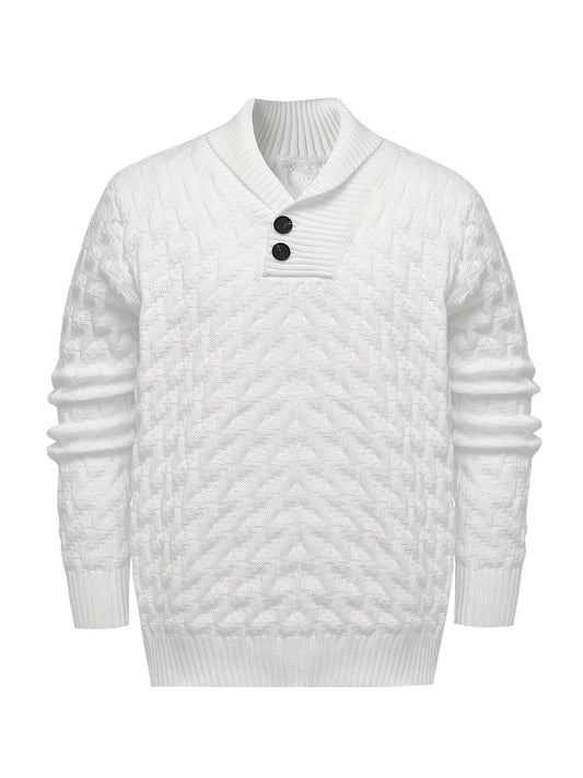 Men's plus size knit sweater with button detail, perfect for autumn/winter.