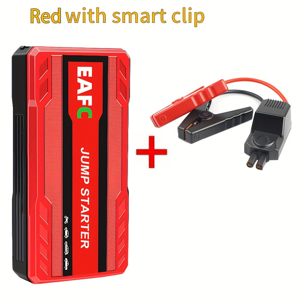 Portable car jump starter with LED light, supports starting gasoline cars up to 3.0L.