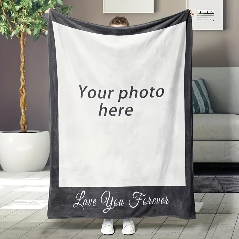 Personalized Photo Flannel Blanket - Customized, Luxuriously Soft & Warm for Sofa, Bed, Outdoor Adventures | Perfect for Year-Round Comfort