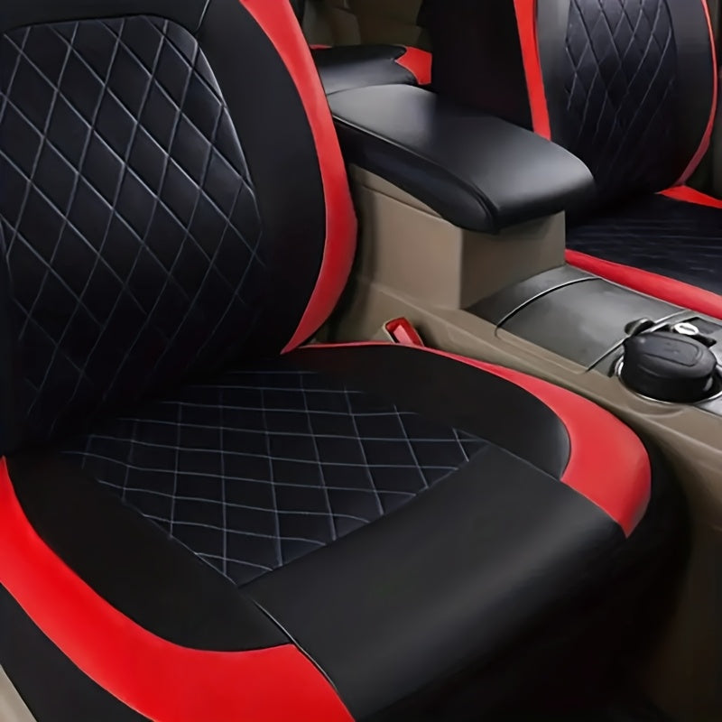 Luxury 5-seater car seat covers with diamond stitching, sponge padding, airbag compatibility, and easy installation for SUVs, cars, and trucks.