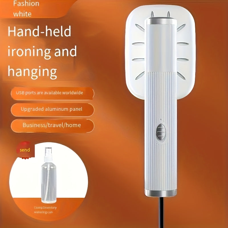 Introducing the USB-Powered Mini Iron, a convenient handheld garment steamer perfect for fabrics such as knits, synthetic fibers, linen, and silk. This portable steamer is ideal for use at home or while traveling for business, making it a versatile gift