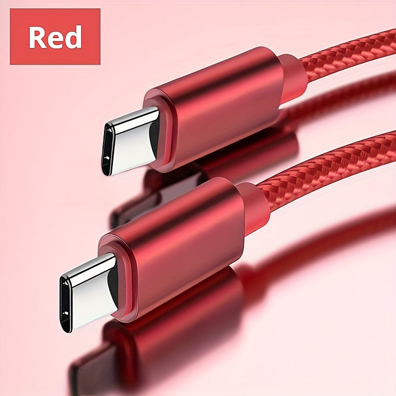 60W USB C to USB C Charging Cable for iPhone 15, Samsung, Xiaomi, Fast Charger, Male to Male Connector, Data Transmission, Nylon, Matte Finish, Round Shape, YHYXUIL Brand