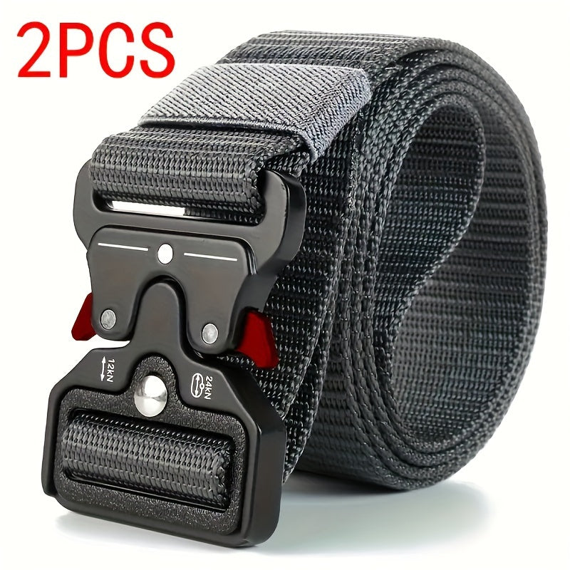 2pcs Tactical Multi-Function Belt for Men - Ideal for Hunting, Outdoors, and Gifting -Strong Plastic Buckle - Great for Valentine's Day