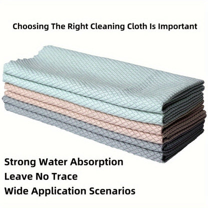 Thickened fish scale cloth for the kitchen - Absorbent and non-trace dishwashing cloth. Perfect for wiping glass tables and magically cleaning surfaces without leaving any hairs behind.