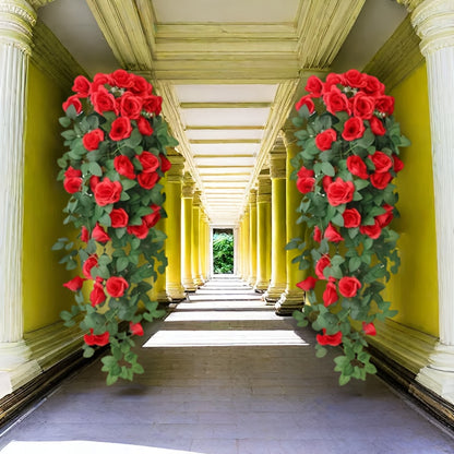 Two large rose vines, each measuring 219.96 cm in length, with 36 blooms. Ideal for home decor in spring and summer, as well as for events like festivals, parties, Valentine's Day