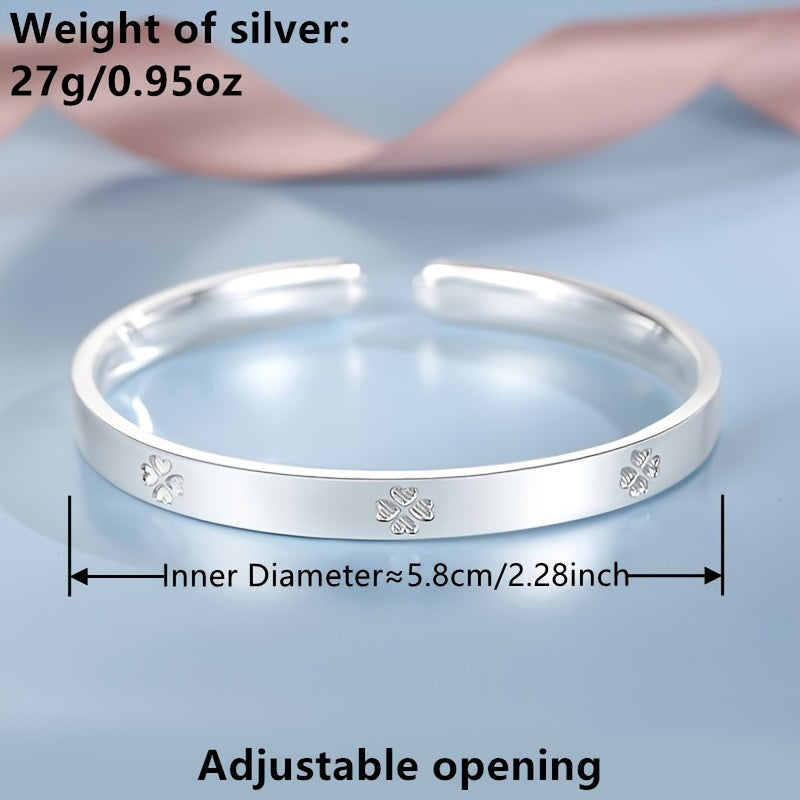 Stylish S999 Pure Silver Adjustable Cuff Bracelet - Trendy for Both Men and Women, Great for Everyday Wear, Ideal Present for Her, Safe for Sensitive Skin, Long-lasting Quality, Versatile Accessory for Any Occasion, Ideal for Holiday Gifting